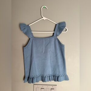 LOFT Blue Ruffle Strap Top